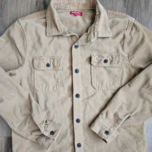 Men's UNIONBAY 100% Cotton Long Sleeve Workshirt Shacket Corduroy Tan L